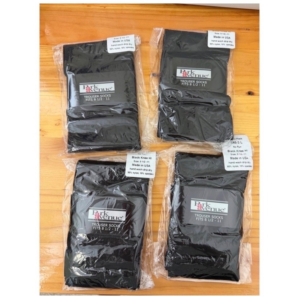Park Avenue Knee-High Trouser Socks – Black – 12 Pairs (4 Packs) – NWT